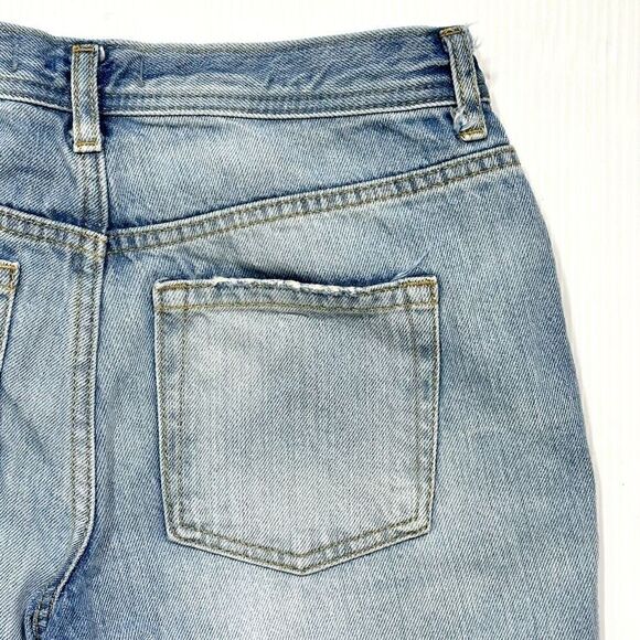 Free People Maggie Straight Leg Mid Rise Distressed Denim Jeans Size 26 Waist - Picture 15 of 15
